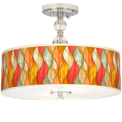Giclee Gallery Flame Mosaic 16" Wide Semi-flush Ceiling Light