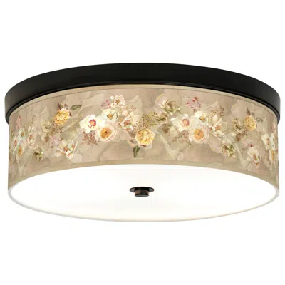 Giclee Gallery Floral Spray Shade 14" Wide Bronze Led Ceiling Light