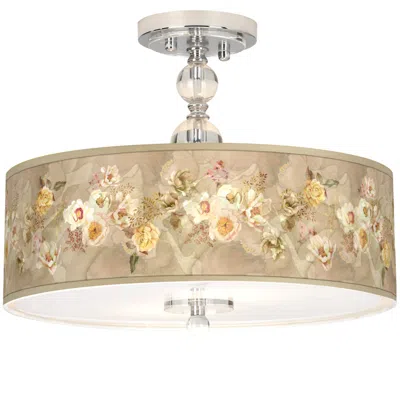 Giclee Gallery Floral Spray Shade 16" Wide Semi-flush Ceiling Light