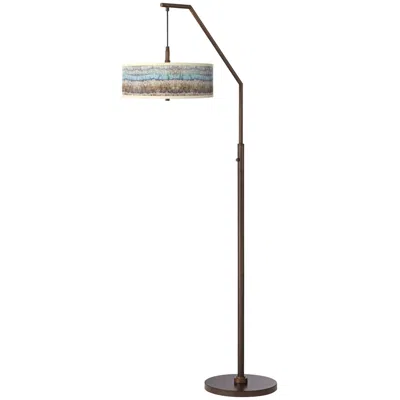 Giclee Gallery Giclee Glow Marble Jewel Shade 71 1/2" Bronze Offset Arm Floor Lamp
