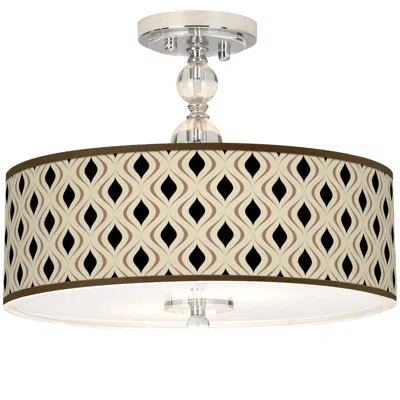Giclee Gallery Gray Retro Lattice Giclee 16"w Semi-flush Ceiling Light