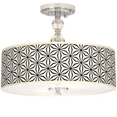 Giclee Gallery Kaleidoscope Flowers Giclee 16" Wide Semi-flush Ceiling Light