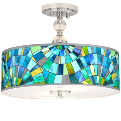Giclee Gallery Lagos Mosaic Giclee 16" Wide Semi-flush Ceiling Light