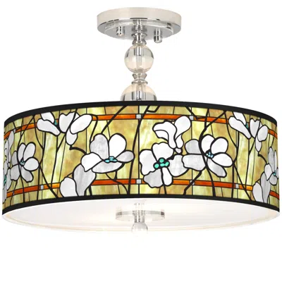 Giclee Gallery Magnolia Mosaic Giclee 16" Wide Semi-flush Ceiling Light