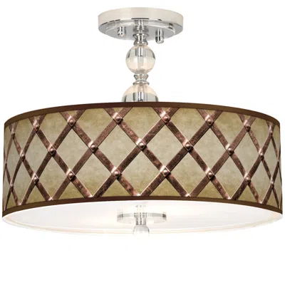 Giclee Gallery Metal Weave Giclee 16" Wide Semi-flush Ceiling Light