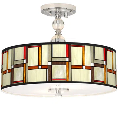 Giclee Gallery Modern Squares Giclee 16" Wide Semi-flush Ceiling Light