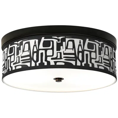 Giclee Gallery Modern Tempo Pattern 14" Wide Bronze Led Ceiling Light