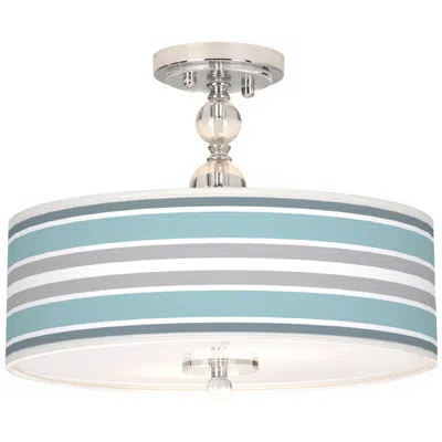 Giclee Gallery Multi Color Stripes 16" Wide Semi-flush Ceiling Light