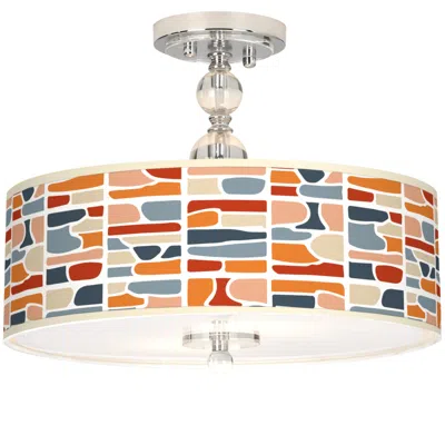 Giclee Gallery Retro Cobblestones Giclee 16" Wide Semi-flush Ceiling Light