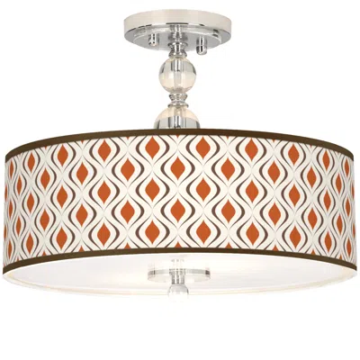 Giclee Gallery Retro Lattice Giclee 16" Wide Semi-flush Ceiling Light
