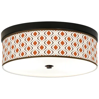 Giclee Gallery Retro Lattice Pattern 14" Wide Bronze Led Ceiling Light