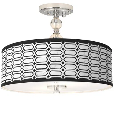 Giclee Gallery Rhombi Giclee 16"w Chrome Semi-flush Ceiling Light