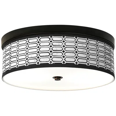 Giclee Gallery Rhombi Pattern 14" Wide Bronze Led Ceiling Light