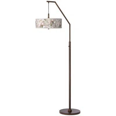 Giclee Gallery Rosy Blossoms Bronze Downbridge Arc Floor Lamp