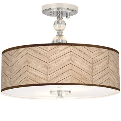Giclee Gallery Rustic Woodwork Giclee 16" Wide Semi-flush Ceiling Light