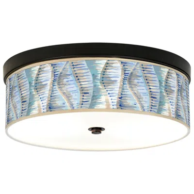 Giclee Gallery Siren Blue Pattern 14" Wide Bronze Led Ceiling Light