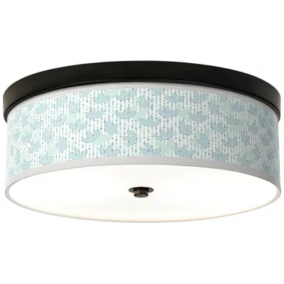 Giclee Gallery Spring Blue Pattern 14" Wide Bronze Led Ceiling Light