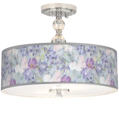 Giclee Gallery Spring Flowers 16" Wide Semi-flush Ceiling Light
