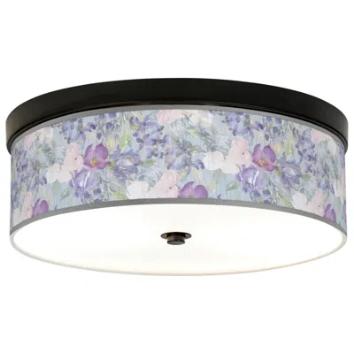 Giclee Gallery Spring Flowers Pattern 14" Bronze Led Ceiling Light