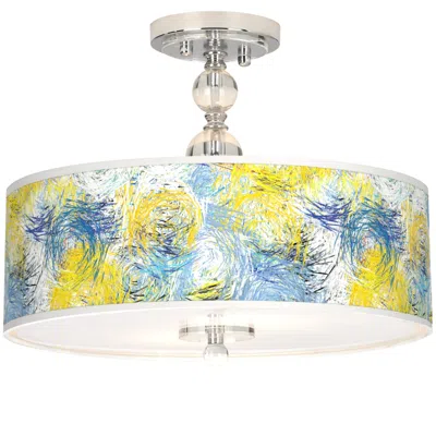 Giclee Gallery Starry Dawn Shade 16" Wide Semi-flush Ceiling Light