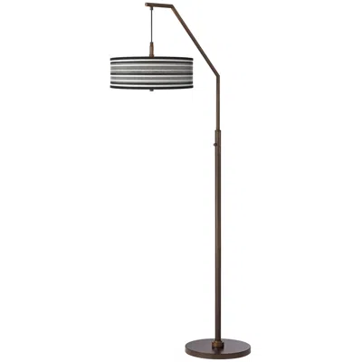 Giclee Gallery Stripes Noir Bronze Downbridge Arc Floor Lamp
