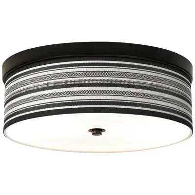 Giclee Gallery Stripes Noir Pattern 14" Wide Bronze Led Ceiling Light