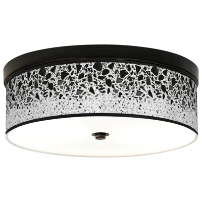 Giclee Gallery Terrazzo Pattern 14" Wide Bronze Led Ceiling Light