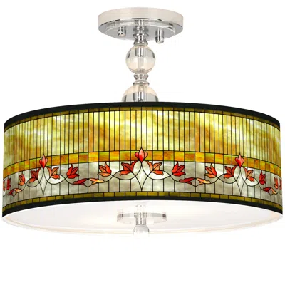 Giclee Gallery Tiffany-style Lily Giclee 16" Wide Semi-flush Ceiling Light