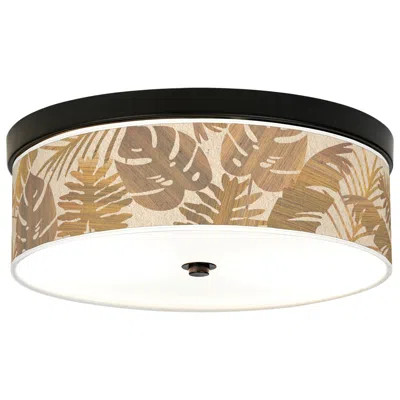 Giclee Gallery Tropical Woodwork Print 14" Bronze Led Ceiling Light