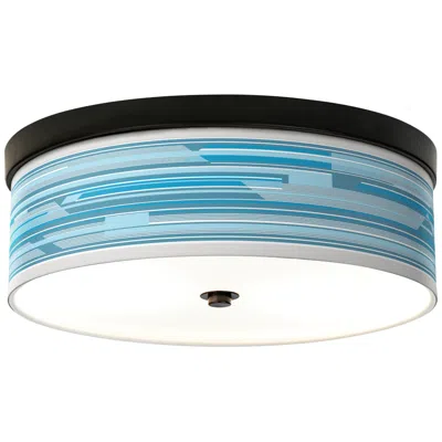 Giclee Gallery Urban Stripes Pattern 14" Wide Bronze Led Ceiling Light