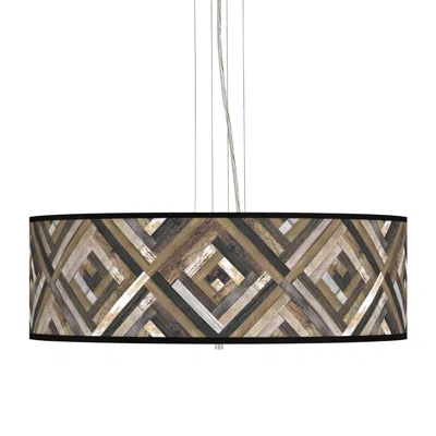 Giclee Gallery Woodwork Diamonds Giclee 24" Wide 4-light Pendant Chandelier