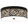 Giclee Gallery Woodwork Diamonds Pattern 14" Bronze Led Ceiling Light