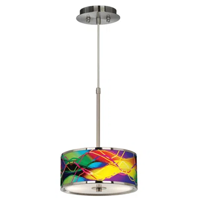 Giclee Glow 10 1/4" Colors In Motion Cfl Modern Drum Mini Pendant