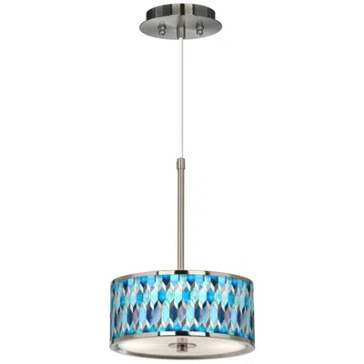 Giclee Glow 10 1/4" Wide Blue Mosaic Pattern Shade Pendant Light