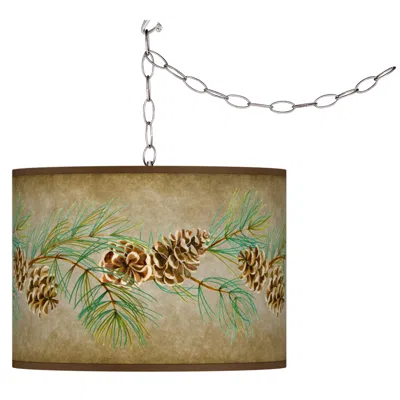 Giclee Glow 13 1/2" Pine Cone Branch Shade Plug-in Swag Pendant
