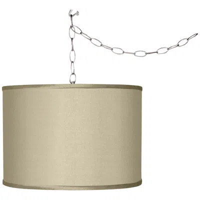 Giclee Glow 13 1/2" Sesame Faux Silk Shade Plug-in Swag Chandelier
