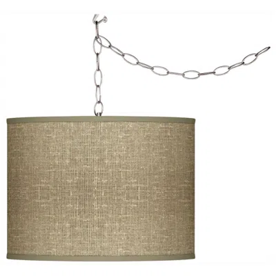 Giclee Glow 13 1/2" Wide Burlap Print Plug-in Swag Pendant