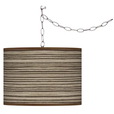 Giclee Glow 13 1/2" Wide Cedar Zebrawood Shade Plug-in Swag Pendant