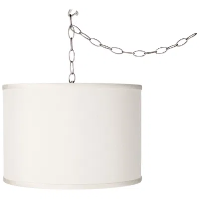 Giclee Glow 13 1/2" Wide Cream Faux Silk Shade Swag Plug-in Chandelier