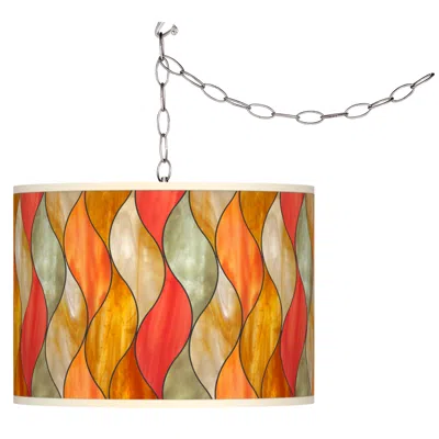 Giclee Glow 13 1/2" Wide Flame Mosaic Shade Plug-in Swag Pendant