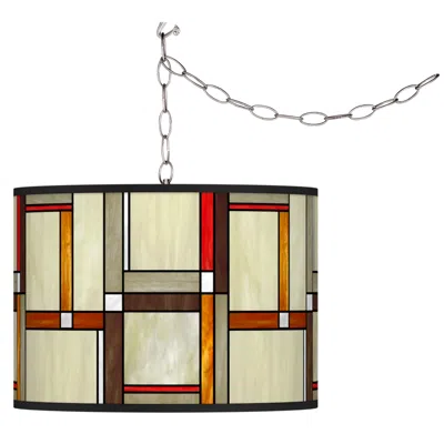 Giclee Glow 13 1/2" Wide Modern Squares Plug-in Swag Chandelier