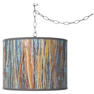Giclee Glow 13 1/2" Wide Striking Bark Shade Plug-in Swag Pendant