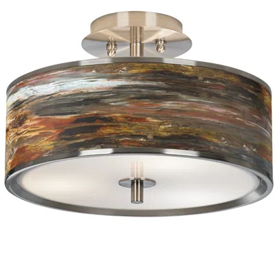 Giclee Glow 14" Wide Embracing Change Shade Nickel Ceiling Light