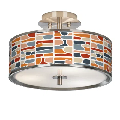 Giclee Glow 14" Wide Retro Cobblestones Shade Modern Ceiling Light