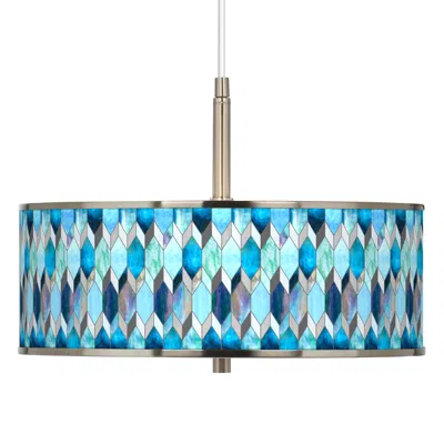 Giclee Glow 16" Wide Blue Mosaic Pattern Shade Pendant Light