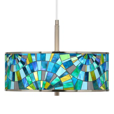 Giclee Glow 16" Wide Lagos Mosaic Pattern Shade Drum Pendant Light