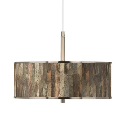 Giclee Glow 16" Wide Paper Bark Shade Drum Pendant Light