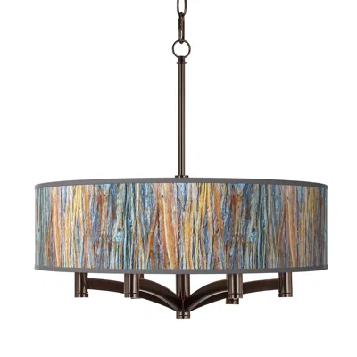 Giclee Glow 20" Striking Bark Shade 6-light Bronze Pendant Chandelier