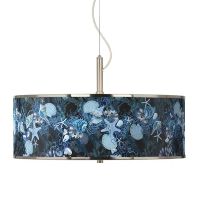 Giclee Glow 20" Wide Blue Seas Drum Shade Pendant Light