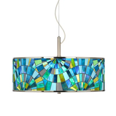 Giclee Glow 20" Wide Lagos Mosaic Drum Shade Pendant Light